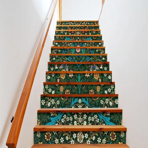 Miniatura 9 de Brebasf - Calcomanías decorativas abstractas de William Morris, diseño de damasco floral de jardín rústico de primavera para interiores