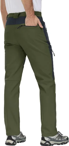Miniatura 3 de MAGCOMSEN Pantalones de invierno para hombre, pantalones de nieve con forro polar, resistentes al agua, 4 bolsillos con cremallera, pantalones