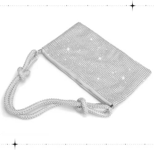 Miniatura 3 de Bolsos Hobo con diamantes de imitación para mujer, bolso de noche brillante con diamantes de imitación, bolso de mano de cristal brillante, bolso