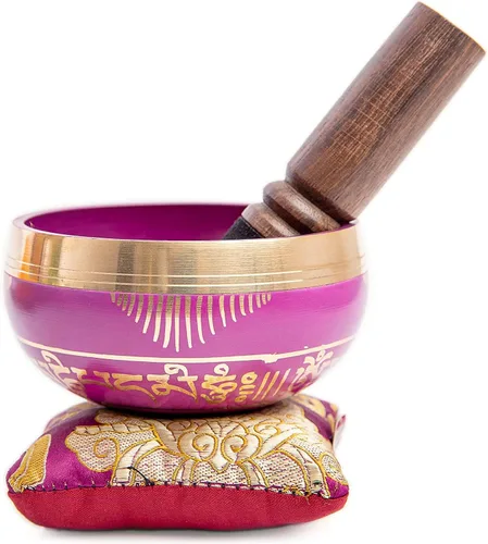 Miniatura 6 de Juego de cuencos tibetanos cantadores - Fácil de tocar para principiantes - Cuencos auténticos y elaborados a mano para meditación de atención Rosa