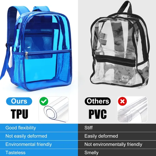 Miniatura 4 de REAWUL Mochila transparente resistente grande TPU mochilas transparentes, Azul, Moda