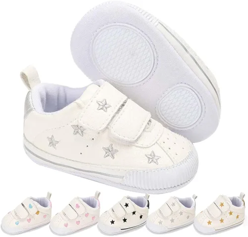 KKIIDDSS Unsex - Zapatos de piel sintética para bebés y niñas, con parte superior alta, con cordones, suela suave, antideslizantes, para recién