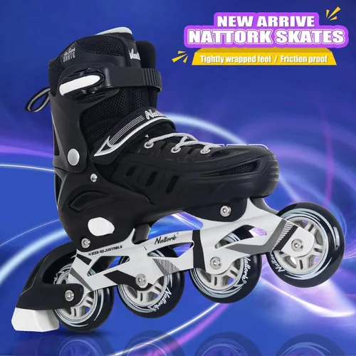 Miniatura 4 de Nattork Patines en línea para niños y niñas, hombres y mujeres, 4 tamaños ajustables, cuchillas de patines de ruedas para principiantes para niños