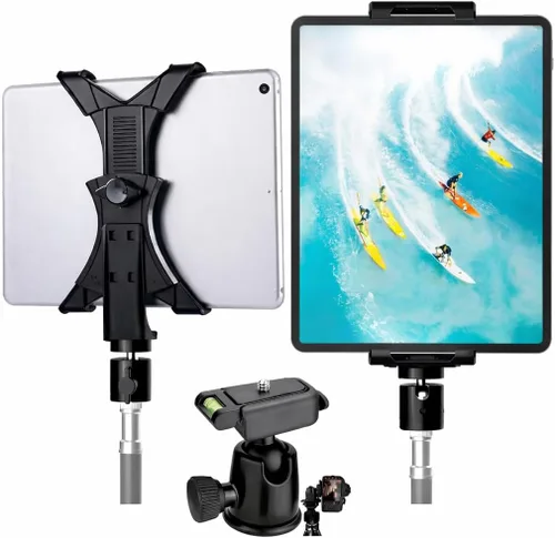 Miniatura 12 de Acuvar Soporte universal de trípode para tableta, adaptador de soporte ajustable para iPad, Samsung Galaxy Tab y Surface, se adapta a tabletas de 8