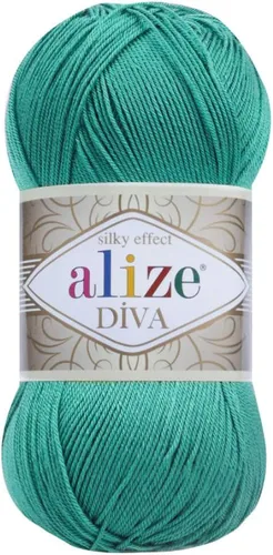 Miniatura 12 de Alize Diva Silk Effect 100% hilo acrílico de microfibra, 1 madejas de bola de 3.53 oz 383yds color (1 - crema)