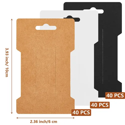 Miniatura 2 de Outus 120 tarjetas de exhibición de pinzas para el cabello, 2.4 x 3.9 in, papel de estraza rectangular, tarjetero para lazos para el pelo, pasadores