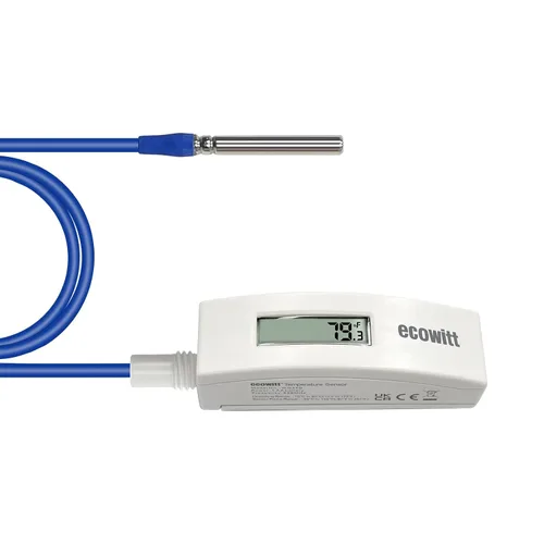 Miniatura 8 de Termómetro ECOWITT WN34BD, con pantalla LCD y sonda de sensor de alambre de silicona de 3.28 pies/1m, adecuado para temperatura de piscina