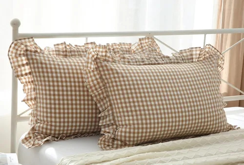 Miniatura 26 de Fundas de almohada cuadradas a cuadros en blanco y negro con volantes, fundas de almohada a cuadros, fundas de almohada de gingham, fundas