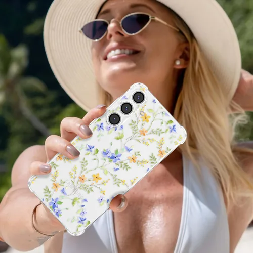 Miniatura 6 de ZTOFERA Funda transparente para Samsung Galaxy S24 con bonito patrón de flores para mujeres y niñas, funda protectora a prueba de golpes, delgada