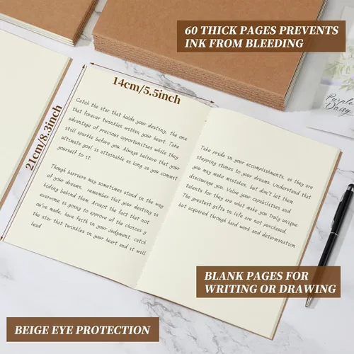 Miniatura 2 de Thenshop 30 cuadernos de papel kraft A5 en blanco, sin forro, cuadernos de bocetos de papel sin forro, cuadernos de composición 60 páginas de 8.3 x