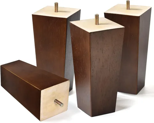Miniatura 14 de Patas de madera para muebles de 8 pulgadas, juego de 4 patas cuadradas de repuesto, color marrón, para sillón otomano, sillón reclinable, mesa