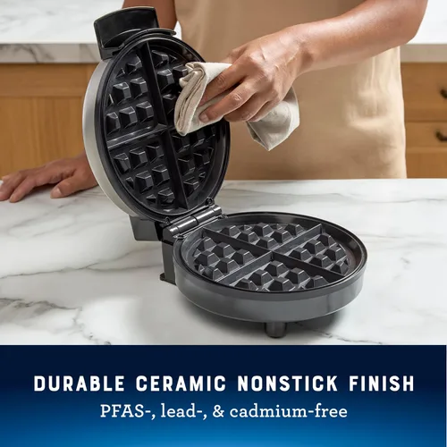 Miniatura 3 de Oster® Máquina de gofres belga antiadherente, plancha de cerámica antiadherente para gofres Acero inoxidable