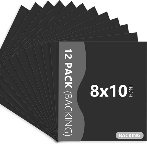 Somime Paquete de 12 tableros de respaldo solamente – 8 x 10 pies sin cortar alfombrillas negras sin cortar, tableros sin ácidos, ideales para