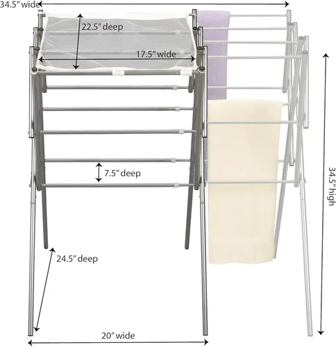 Miniatura 5 de Household Essentials 5175 Estante de secado de ropa plegable de metal expandible, bronce antiguo, almacenamiento