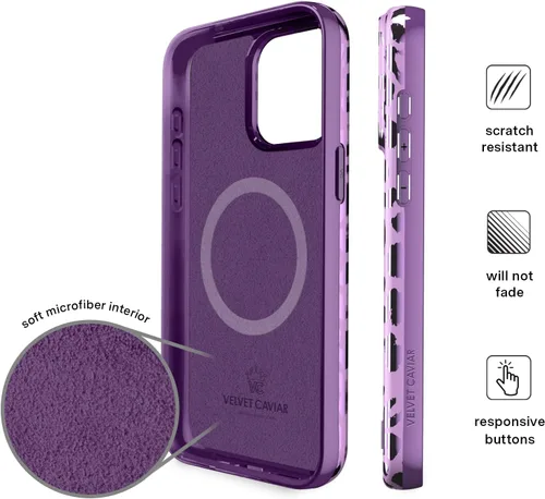 Miniatura 6 de VELVET CAVIAR Funda para iPhone 15 Pro, compatible con MagSafe, probada en caídas de 10 pies, estampado de leopardo y amatista púrpura
