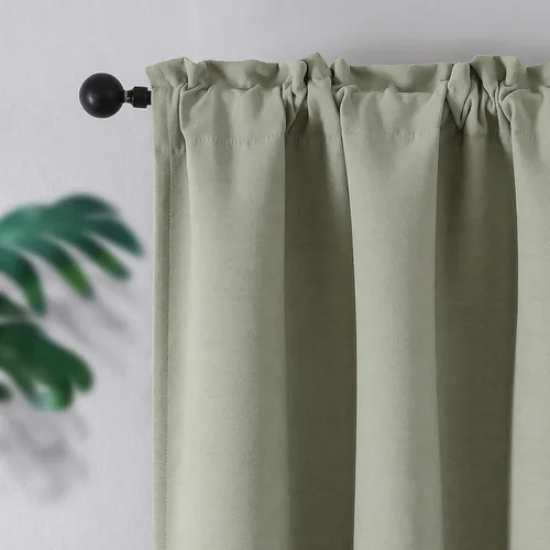 Miniatura 30 de Joydeco Cortinas opacas de lino para dormitorio, con ojales de 90 pulgadas de largo, cortinas resistentes para sala de estar, cortinas con Verde