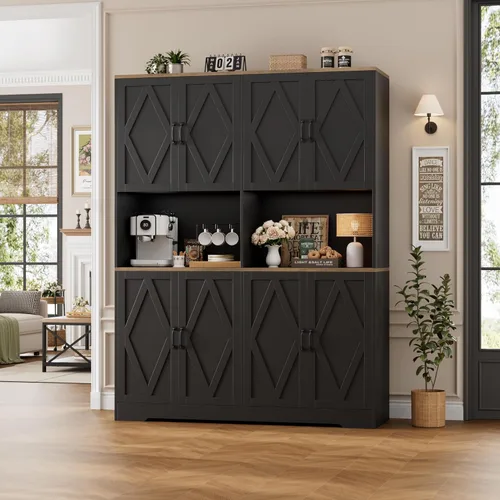 Miniatura 4 de HOSTACK Gabinete de despensa alto de 71 pulgadas, gabinete de almacenamiento de despensa de cocina ancho de 55 pulgadas, aparador de cocina grande