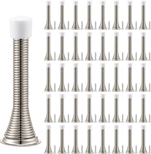 Miniatura 8 de Sadnyy 60 topes de puerta de resorte con puntas de goma a prueba de óxido, 3 pulgadas, flexible y resistente, tope de puerta de pared de resorte