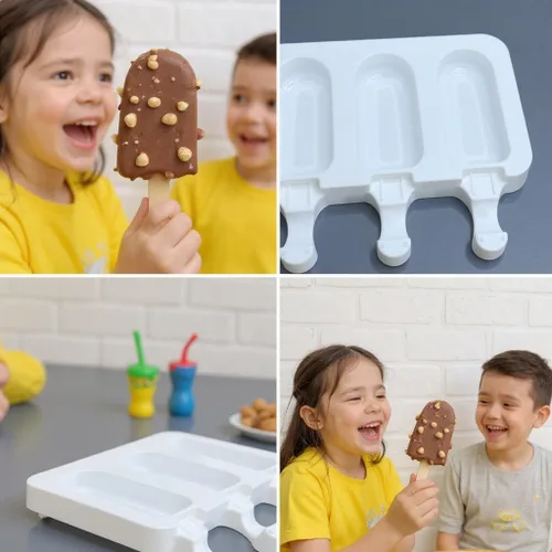 Miniatura 9 de Juego de moldes para paletas, 3 moldes de silicona para helado con 200 palos de madera, moldes de golosinas congeladas reutilizables