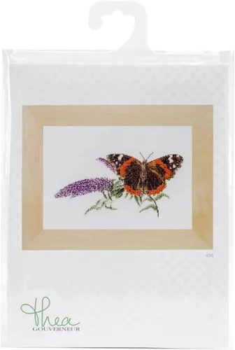 Thea Gouverneur - Kit de punto de cruz con diseño de mariposa-Budlea - Aida - 18 unidades - Kit de bordado para adultos - Hilos de bordado DMC y