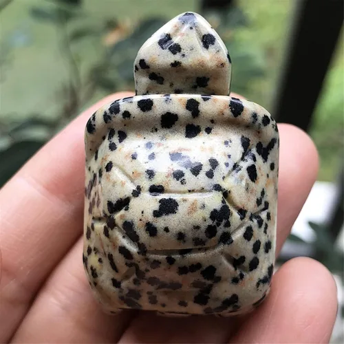 Miniatura 3 de Fekuar Estatua de tortuga de piedra de jaspe de dálmata, escultura coleccionable de animales de tortuga tallada a mano, cristal curativo Fengshui
