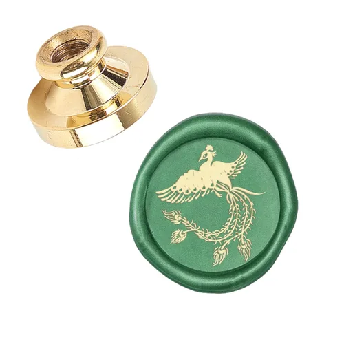 CRASPIRE Sello de cera con cabeza de sello de fénix, cabeza Olny sin mango, 0.984 in, latón extraíble para invitaciones de boda, sobres de Navidad,