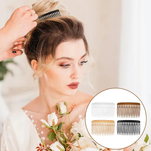 Miniatura 6 de 16 peines franceses para mujer, 14 dientes, 2.8 x 1.8 pulgadas, peine lateral de pelo, clips de plástico para peine francés, peines pequeños