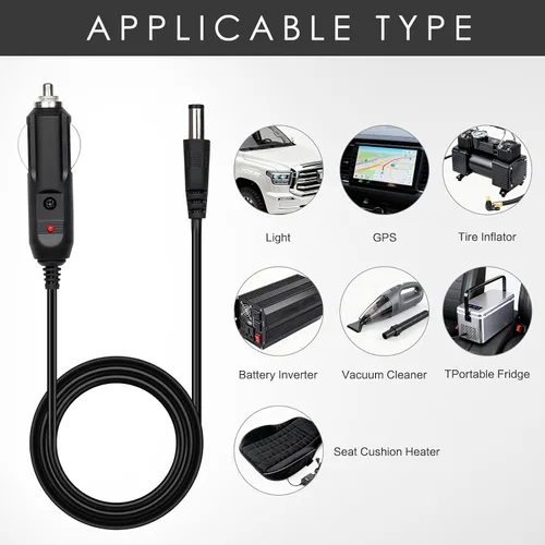 Miniatura 4 de Adaptador de cargador de coche de 12 V CC, enchufe macho de encendedor de cigarrillos de 0.217 in x 0.098 in para cámara, CCTV, refrigerador