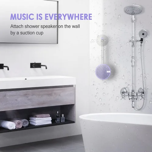 Miniatura 5 de Altavoz portátil INSMY IPX7 resistente al agua con Bluetooth, inalámbrico, para exteriores y la ducha, con sonido de alta definición, tarjeta TF