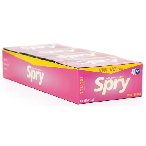 Spry Fresh Natural - Sistema de defensa dental de xilitol de xilitol, sin aspartamo, sin azúcar, sin OMG, sin gluten (chicle, 10 tarjetas blíster -