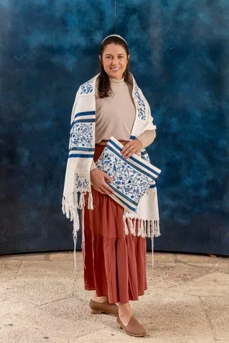 Miniatura 3 de Yair Emanuel Tallit - Bordado Completo - Matriarcas - Azul