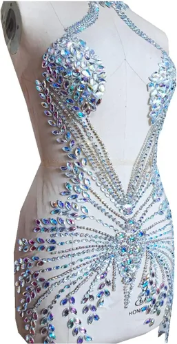 Miniatura 7 de Nuevos parches de cuerpo completo hechos a mano apliques de diamantes de imitación en red desnuda Cuentas de piedra de cristal de color AB