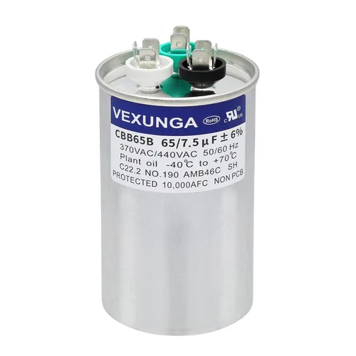 Miniatura 45 de VEXUNGA - 25/5 uF 25+5 MFD 370V o 440V Condensadores redondos de arranque dual 25 5 uF 370 440 Volt VAC CBB65 Condensadores para acondicionador