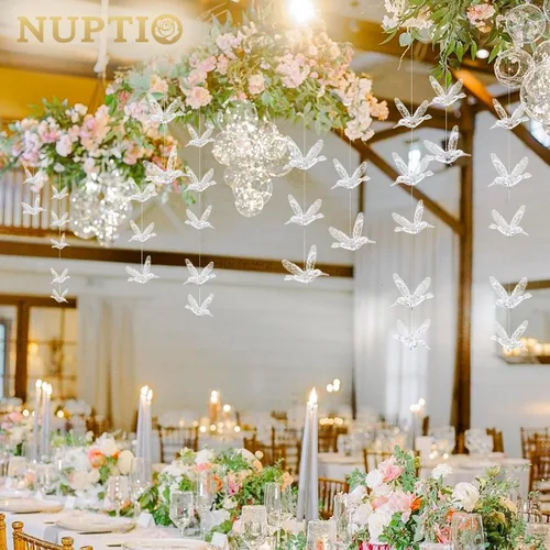 Miniatura 2 de NUPTIO Adornos colgantes de techo de cristal: 30 piezas de pájaros voladores acrílicos para boda, fiesta, ventana, jardín, dormitorio, cumpleaños al