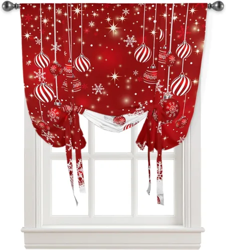 Miniatura 15 de Cortinas de globo de Navidad de Papá Noel rosa para ventanas, paneles de dormitorio de árbol de Navidad de 54 pulgadas de largo, con aislamiento