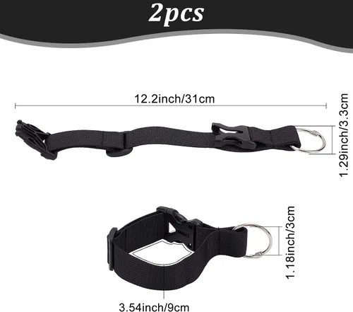 Miniatura 2 de GORGECRAFT 2 correas de equipaje para abrigo, chaqueta, soporte para maleta, clip de cinturón, gancho de anillo de gancho negro ajustable