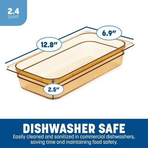 Miniatura 3 de Carlisle FoodService Products Sartén de alimentos de alta temperatura, contenedor de almacenamiento de alimentos de tamaño 1/3 para servir alimentos