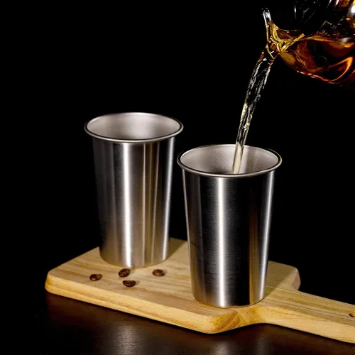Miniatura 5 de MEWAY Vasos de acero inoxidable de alta calidad de 16 onzas (paquete de 12) – Vasos de metal de alta calidad – Vaso apilable duradero, vasos