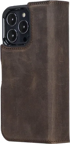 Miniatura 3 de Bayelon Funda compatible con iPhone 13 Pro, billetera de cuero triple de grano completo [2 en 1], funda magnética desmontable con ranuras