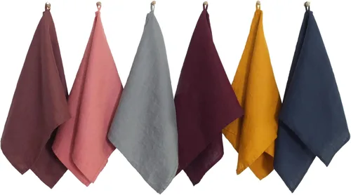 Miniatura 19 de Paños de cocina de lino de Linen World 14 x 28 pulgadas, juego de 6 paños de cocina y té decorativos, paños de cocina de lino europeo lavados