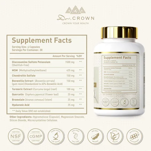 Miniatura 6 de Suplemento para la salud de las articulaciones, glucosamina condroitina MSM - Suplemento de apoyo articular para mujeres y hombres con cúrcuma, MSM