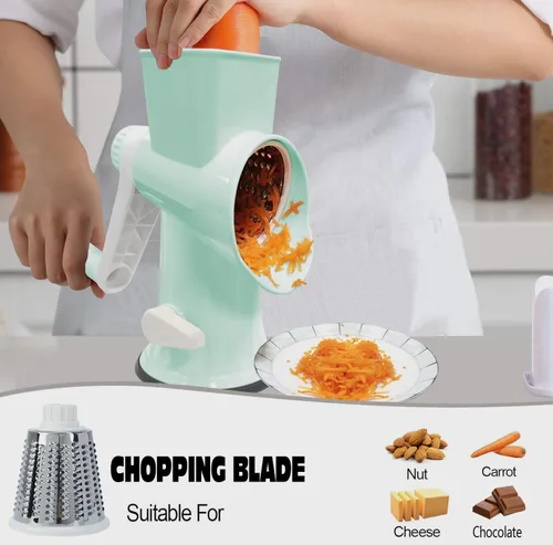 Miniatura 2 de Rallador de Queso Multifuncional Rotativo con Manivela Manual – Rallador de Queso Ralla, Rebana, Pica sin Esfuerzo. Aplicable para Queso, Verduras