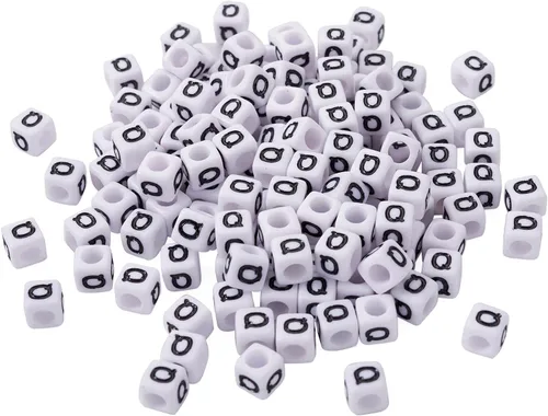 Miniatura 14 de FASHEWELRY 300 cuentas cúbicas de acrílico con números cuadrados mezclados del 0 al 9, cuentas de acrílico blanco de 0.236 x 0.236 pulgadas