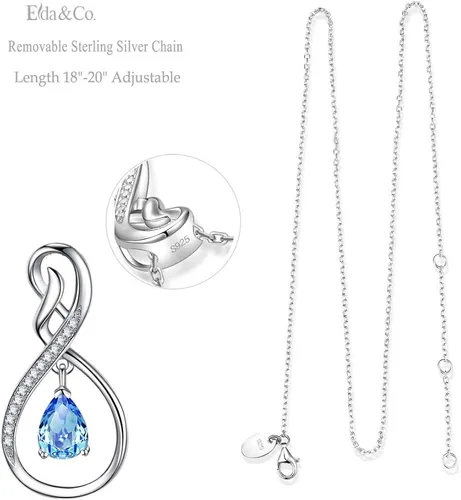 Miniatura 3 de ELDA & CO. Regalos de cumpleaños, collar infinito de plata de ley 925 con piedras natales de octubre y noviembre, turmalina rosa, citrino, regalos