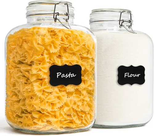 ComSaf Tarro de vidrio de 1.1 galones con tapa, contenedores de almacenamiento de harina y azúcar, 4 litros, almacenamiento de cereales, tarros de