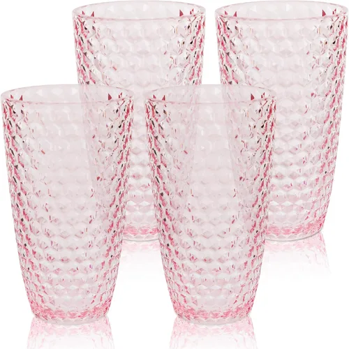 BELLAFORTE Vaso alto de plástico Tritan inastillable, juego de 4, 19 onzas, vasos Laguna Beach, vasos irrompibles de Tritan para fiestas, sin BPA,