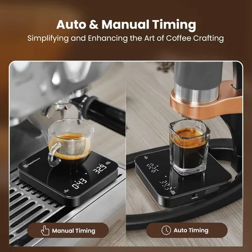 Miniatura 3 de Báscula Mini de Café Maestri House con Temporizador, Báscula de Espresso Recargable USB-C, Báscula Precisa de 2kg/0.1g para Espresso y Café de Blanco