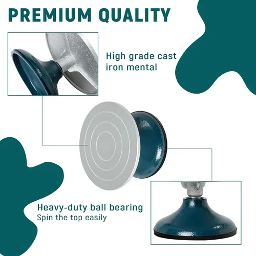 Miniatura 6 de DUPDMKIN Rueda de bandas de metal de 7 pulgadas para cerámica, rueda de cerámica resistente para adultos con rodamientos de bolas, tocadiscos