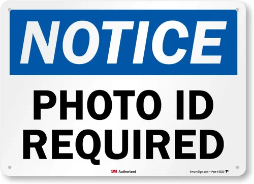 Miniatura 4 de SmartSign - S-5218-PL-10 "Aviso - Se requiere identificación con foto" 7" x 10" Plástico Negro/Azul sobre Blanco