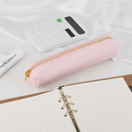Miniatura 5 de iSuperb Estuche de lápiz PU Bolsa de cuero para lápices Bolsa delgada Bolsa de papelería encantadora Bolsa de cosméticos portátil Bolsa organizadora